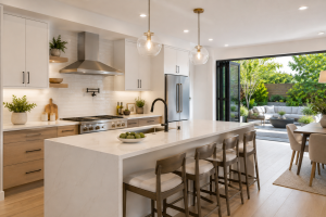 Luxury kitchen remodel featuring quartz countertops and custom cabinetry.